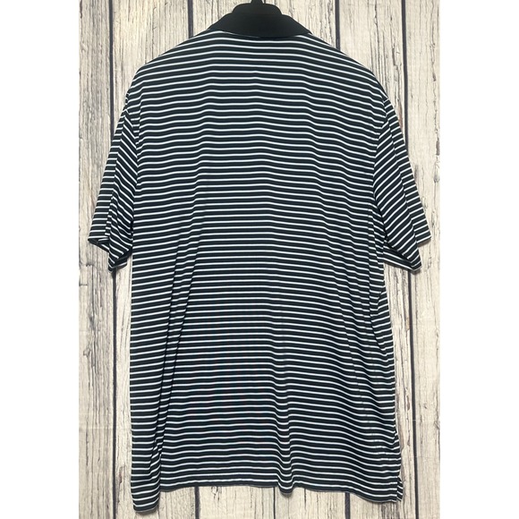 Masters Performance Polo Golf Shirt Mens XXL Black Striped - Missing Button - Picture 3 of 8